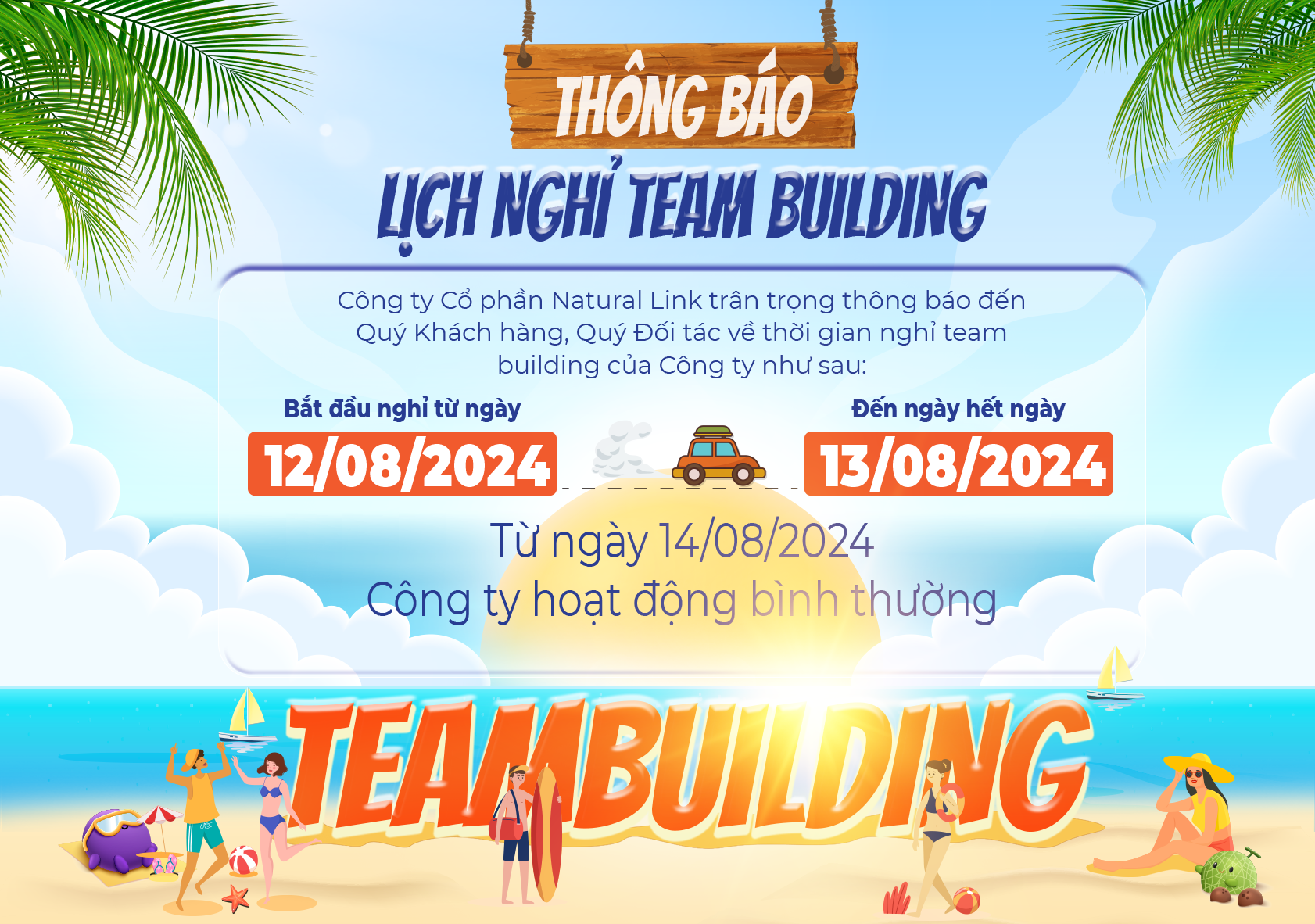 THÔNG BÁO LỊCH TEAM BUILDING 2024